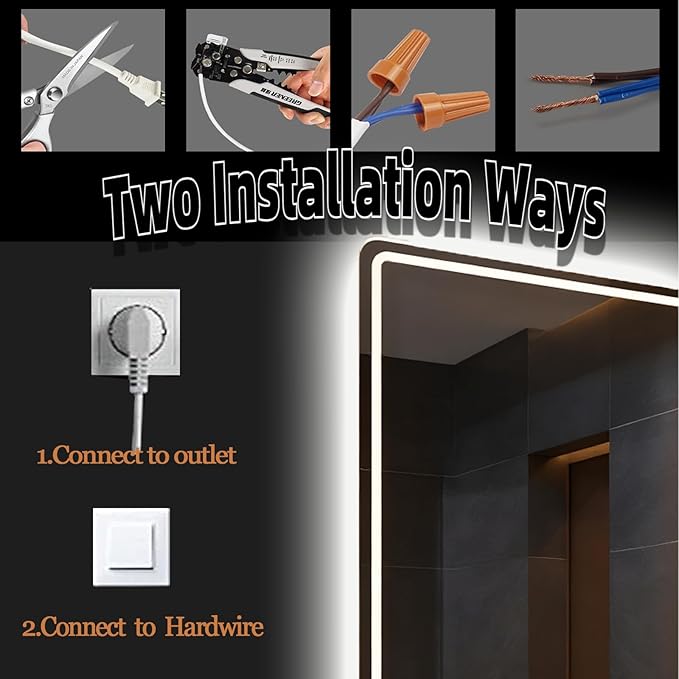 LTFUUAI 24"X32" LED Bathroom Mirror with Lights, Smart Touch 3-Color Dimming Lighted Vanity Mirror Wall Mounted, Anti-Fog Shatterproof with Front & Back Light, for Bathroom Vanity