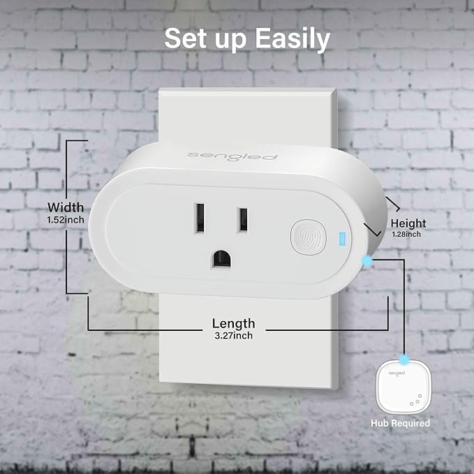 Sengled Smart Plug, S1 Auto Pairing with Alexa Devices, Energy Monitoring, Smart Outlet Remote Control, 15A Smart Socket, 1800W, Timer & Schedule, Bluetooth Mesh Smart Home, No Hub Required, 4-Pack
