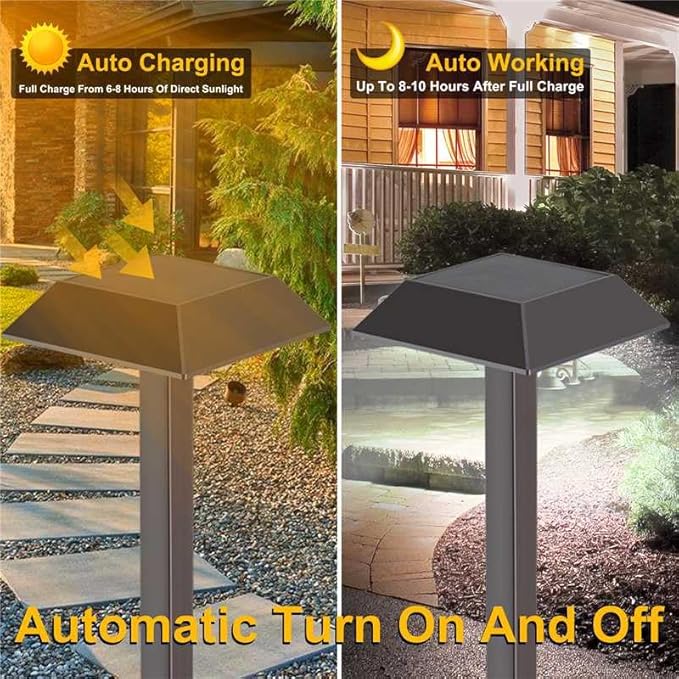 Super Bright 300 Lumens Solar Pathway Lights Outdoor, 2 Lighting Color Modes Warm White & Daylight, Waterproof Landscape LED Lighting for Walkway, Garden, Driveway, Yard – Easy Installation (4 Pack)