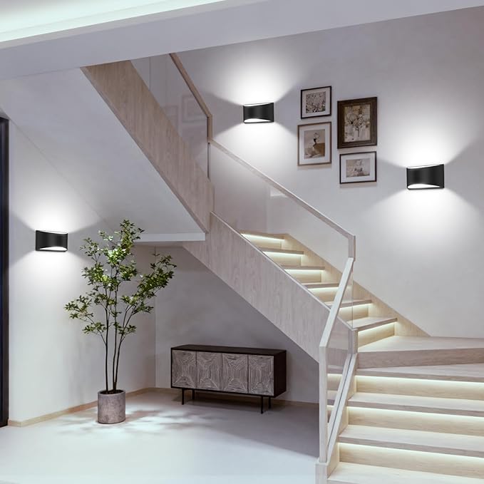 8 Pack Black Modern LED Wall Sconce Hardwired Indoor Wall Lights Up and Down Wall Mount Light for Living Room Bedroom Corridor Hallway Conservatory Cool White 6000K(with G9 Bulbs)