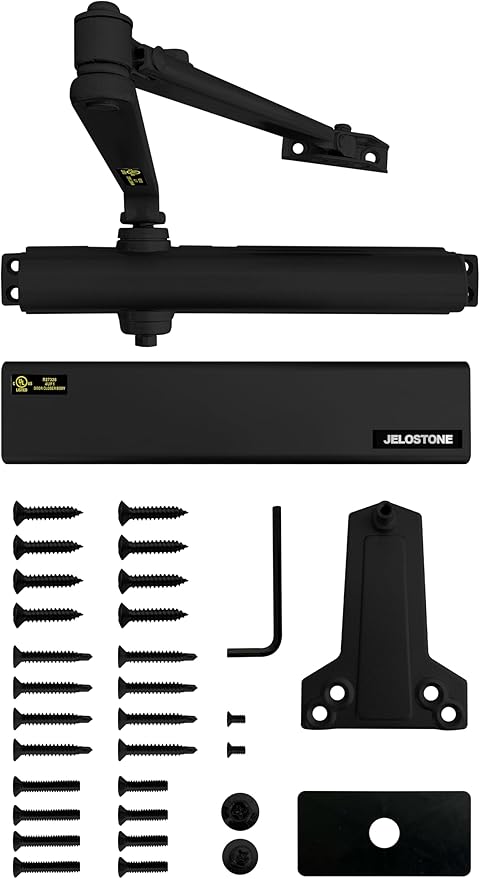 Heavy Duty, Commercial Door Closer D8000DA, ANSI Grade 1, UL 3 Hour Fire Rated, ADA Compliant, Delayed Action, Adjustable Spring Size 1-6 for Doors(44-330LB/30-60 in), Indoor/Outdoor(Matte Black)