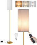 64.2” Dimmable Floor Lamp for Living Room with Remote and Foot Switch, Corner Floor Lamp for Bedroom, Includes 10W A19 Bulb, Modern Standing Tall Lamp, ETL Listed, White and Gold DCW17LD05