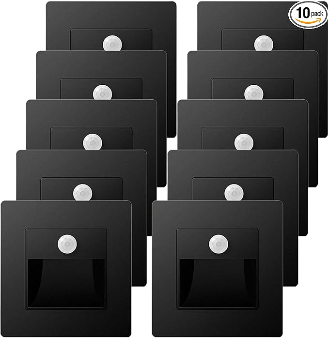 10 Pack Recessed Motion Sensor Light Indoor Outdoor Step Light Lamp Sensor Intelligent Wall Light for Hallway, Kitchen, Hallway, Bedroom, Bathroom, Stairs