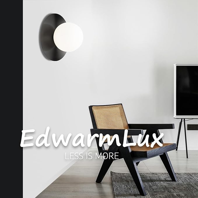 1 Light Wall Sconce, Mid Century Modern Globe Wall Sconce, Ceiling Light Fixture, Vanity Light Fixture, Indoor Wall Light for Living Room Bedroom Hallway Bathroom Entry (Matt Black)