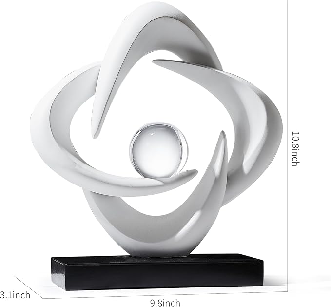 Abstract Art Sculpture, Resin Gold Decorative Statue, Modern White Ornaments for Living Room, Decorativas Modernas for Coffee Table/Entryway/Office Collectibles (White)