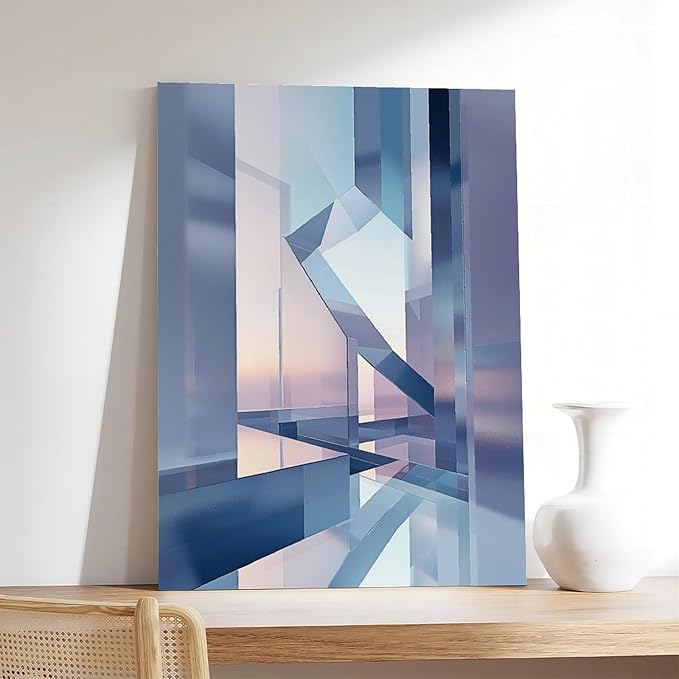 Futuristic Minimalist Wall Art – Abstract Digital Geometry Print – Modern Tech-Inspired Home Decor for Office & Living Room Art Wall Decoration Poster Family Bar Restaurant Garage Cafe Art Sign Gift 2