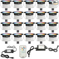 Sumaote LED Deck Lights Kit RGBW 20pcs Φ1.22 Low Voltage Recessed Deck Lamp In-ground Lights Waterproof Outdoor Yard Path Stairs Steps Landscape Decor, Multicolor & Warm White Lighting, Black Shell