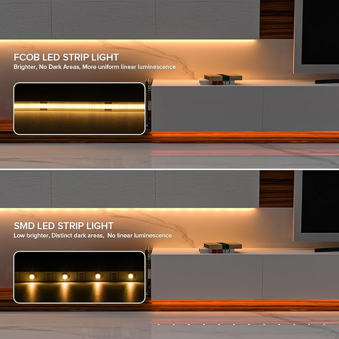 16.4FT COB LED Strip Lights Waterproof IP65 Dimmable Warm White 2700K Strips 320LEDs/m Adhesive DC24V Flexible Cuttable Strip Lights for DIY Home Decor, Cabinet (No Adapter or Controller)