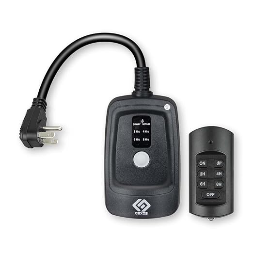 Outdoor Wireless Remote Control Outlets, Heavy Duty Waterproof,100 Feet RF Signal, 2 Grounded Outlets, 1 Receiver 1 Remote,15A 1/2HP, Battery Included, UL Listed.