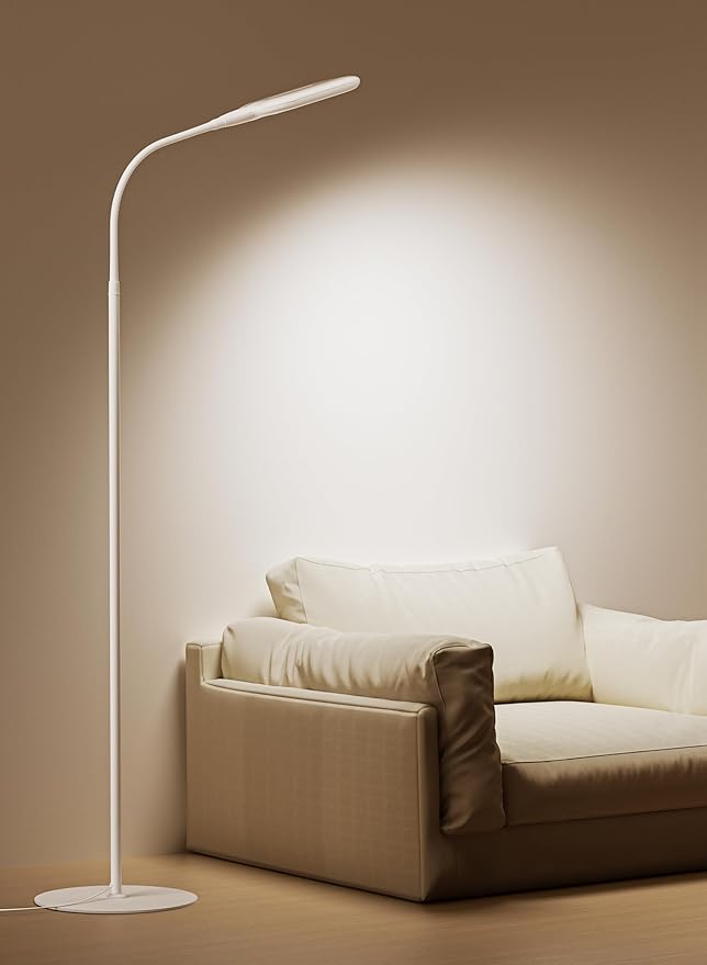 deeloop LED Floor Lamp, CRI 95+ Bright Floor Lamps for Bedroom with 4 Hours Auto Off, Stepless Dimming & 3000K-6000K Colors Standing Lamp for Living Room with 360° Rotation Reading Lamp for Office