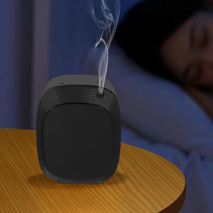 Smart Portable Scent Machine for Home Car Office, Mini Waterless Diffuser with Type-C Charging, Cordless Aromatherapy Air Freshener, Rechargeable Battery Operated, 3 Mist Levels Timer Setting, Black