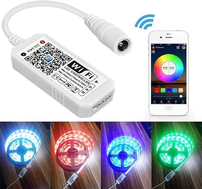 3 Pack Smart WiFi LED Controllers, RGB Led Strip Lights Wireless Control, Compatible with Alexa & Google Home & IFTTT, Free Magic Home App Control for Home Decoration TV Background Stair LED Lights