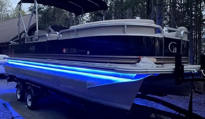 Green Blob Outdoors Pimp My Pontoon Boat Light Strips Kit Neon Style Blue Under Deck Decking Complete for all make and models 22-32ft Toons (Blue, 25ft)