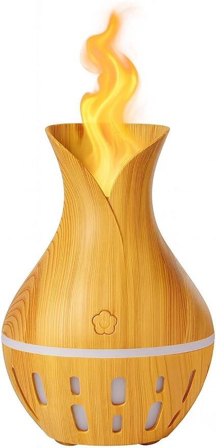 300ML Air Humidifier & Aroma Diffuser Home Fragrance Room Decor Essential Oil Diffuser Humidifiers for Bedroom Cool Mist 7 LED Light Car Air Freshener (Light Wood-2)