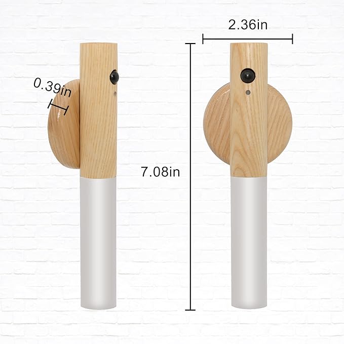 Motion Sensor Night Light, Motion Activated Night Light,Wall Lights Battery Operated,Rechargeable Wall Lights,Suitable for Kids Bathroom，Corridors, Closet ，Stairs (White Ash Wood 1PC)