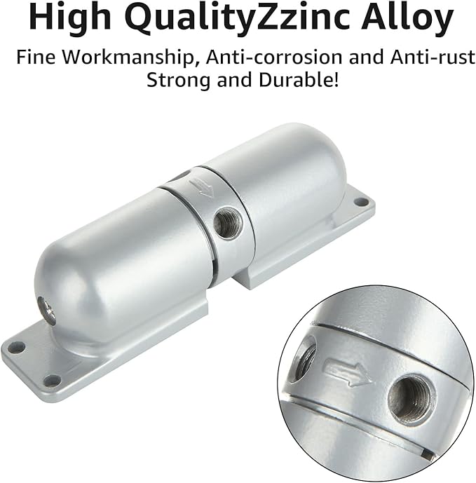 2PCS Automatic Door Closer Safety Spring Door Closers, Adjustable Closing Door Hinge for Convert Hinged Doors to Self-Closing, Grey Door Closer Auto for Residential, Commercial - 4-1/2 Inch
