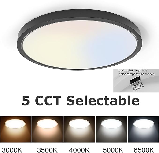 TALOYA12 Inch Flush Mount LED Ceiling Light Fixture, 8 Pack Black Ceiling Light for Bedroom Kitchen Living Room Laundry, 5 CCT Selectable, Easy to Install and Ultra Slim,Non-dimmable