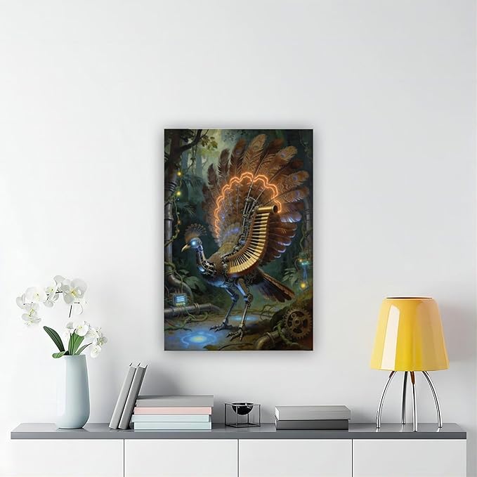 Framed Mechanical Fantasy Wall Art for Living Room TV Wall Vintage Steampunk Aesthetic Home Decor 12x18inch(30x45cm)