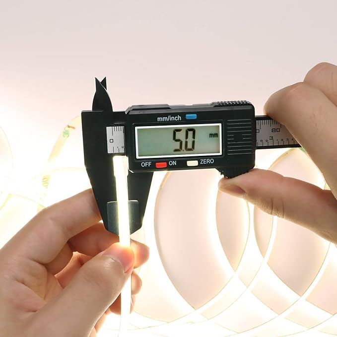 TOPAI 24V COB LED Strip Narrow 5mm Width Natural White 4000K CRI 90+ 4000lm Dotless 16.4ft 400LEDs/M High Density Cuttable Flexible LED Tape Light for Cabinet Home DIY Lighting Projects