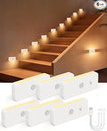 Yiliaw Motion Sensor Night Lights Indoor - Rechargeable Stick-On Stair Lights with Wireless Magnetic Mount, Adjustable Brightness & 3 Color Temps for Hallway, Stairway, Bathroom, Closet (6-Pack)