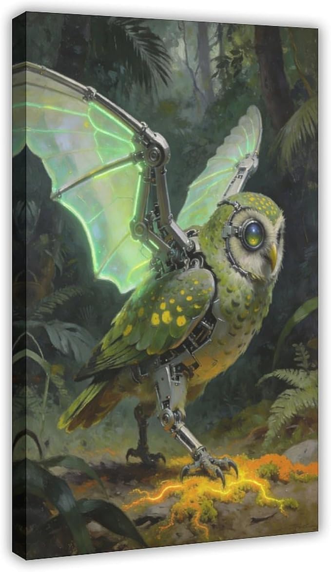 Framed Cyber Fantasy Wall Art for Living Room And Home Office Modern Sci Fi Nature Inspired Decor 08x12inch(20x30cm)