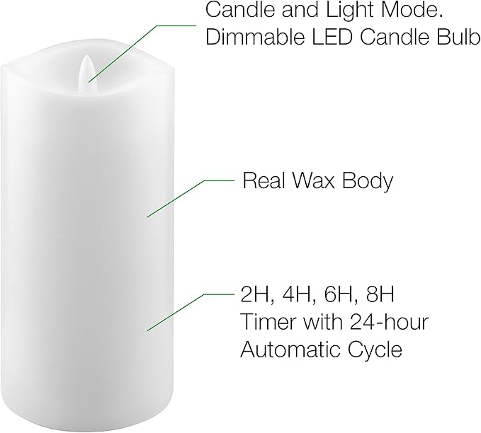 Stonebriar 3 Count White Real Wax 3x6 Flameless LED Pillar Candles with Remote and Timer