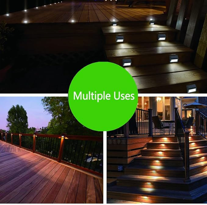 Solar Fence Lights, Waterproof Solar Outdoor Lights for Stairs Decks Steps Fences Patio Yard, LED Wall Sconce (Cool White/10 Pack)