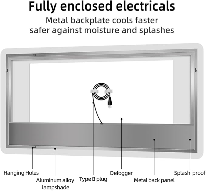 28" x 36" Backlit LED Bathroom Mirror, Smart Touch Switch, Anti-Fog Mirror, 3-Color Dimmable Lighting, CRI≥93, Wall-Mounted Vanity Mirror with Lights for Modern Bathroom (Horizontal/Vertical)