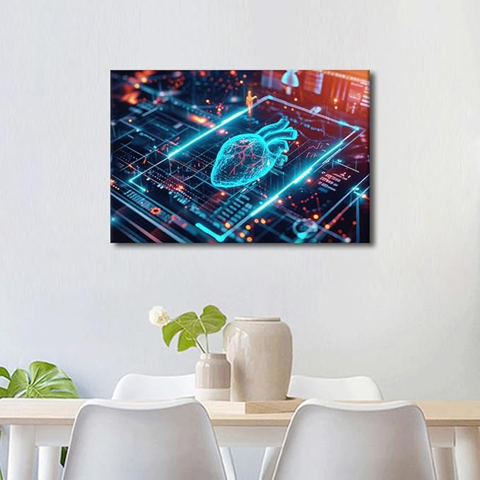 TUMOVO Modern Technology Canvas Wall Art Large Digital Wall Decor for Living Room Home Decor Decorations Computer Screen Picture Wall Decor for Bedroom Poster and Prints 16" Wx24 Hx1 Panel