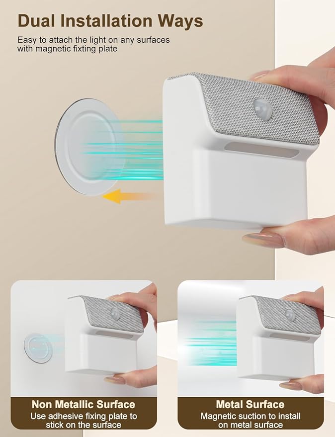Linkage Stair Lights Motion Sensor Indoor, Magnetic Stick-On LED Wall Light, Dimmable Warm White Light, Rechargeable Motion Activated Light, for Hallway, Bedroom, Stairs, Kitchen