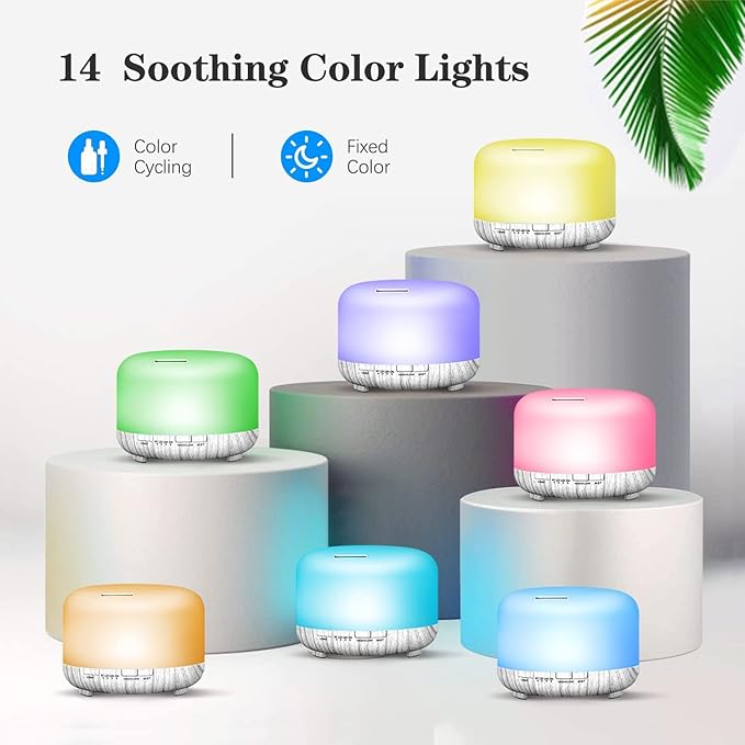 Ultrasonic Essential Oil Diffuser: 500ml Aromatherapy Humidifier Remote Control Large Room - Fragrance Water Vaporizer Aroma Scent Air Mister with Light & Timer Bedroom Office, Black