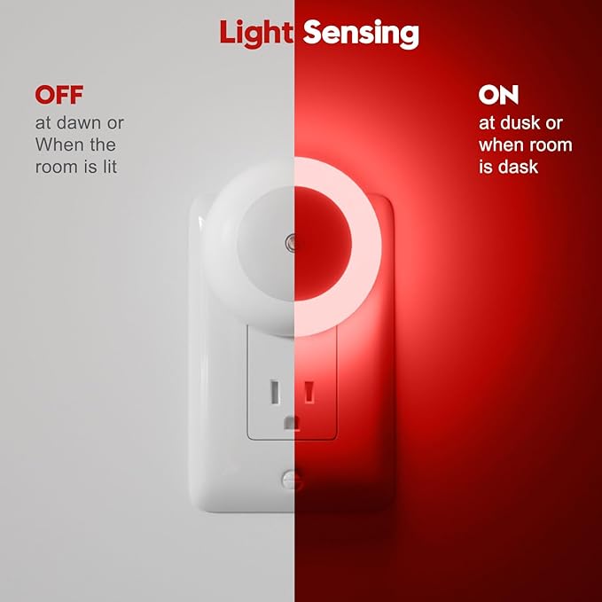 Night Light, Night Lights Plug into Wall, Dusk to Dawn Sensor, Red Led Night Light 0.5W, 2 Pack Nightlight for Adults, Bedroom, Bathroom, Hallway, Kitchen