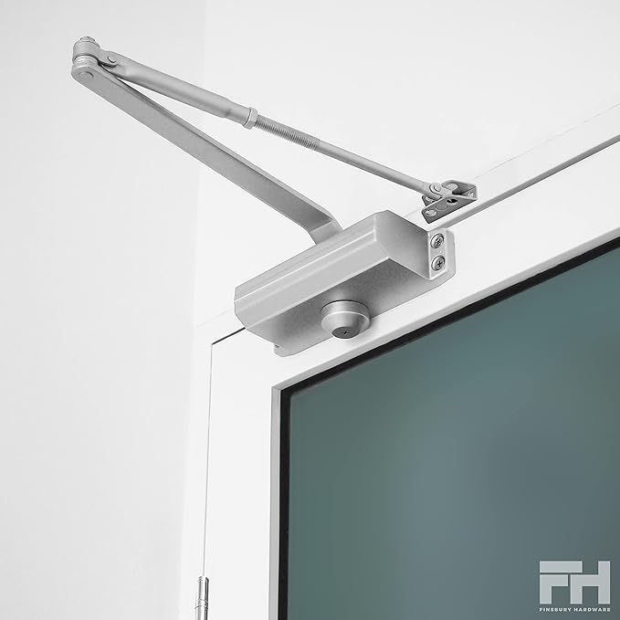 Automatic Door Closer Adjustable Size 3 Spring Hydraulic Auto Door Closer Residential Garage Suite Entry UL Listed Fire Rated Latch Speed Power 3 (Aluminum)