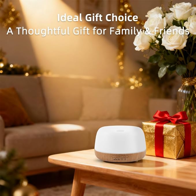 300ML Essential Oil Diffuser with Remote Control,Quiet Ultrasonic Cool Mist Aromatherapy Diffuser,7 Color LED Light,4 Timer Modes & Auto Shut-Off for Bedroom,Office, Yoga & Spa