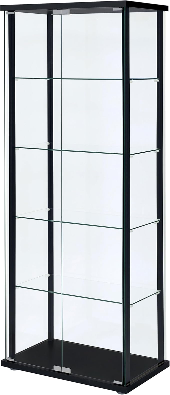 Coaster Home Furnishings - Delphinium - Wood - 5-Shelf Curio Display Cabinet with Tempered Glass Shelves, Push-to-Open Doors and Chrome Hardware - Living Room - Black - 950170