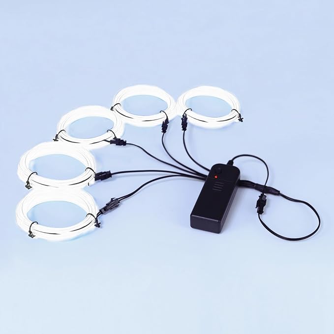 Ourbest EL Wire Lights Battery Powered, Wearable Led Wire Lights 5in1 neon String Light,DIY neon Sign kit Stay/Slow/Fast Flash Party Decoration 1M White