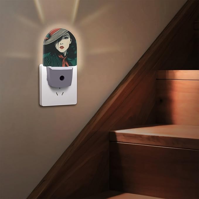 Plug in Night Light with LED & Smart Light Sensor, Stripe Concerto Auto-On/Off Night Lights Plug Into Wall for Bedroom, Bathroom, Hallway, Stairway