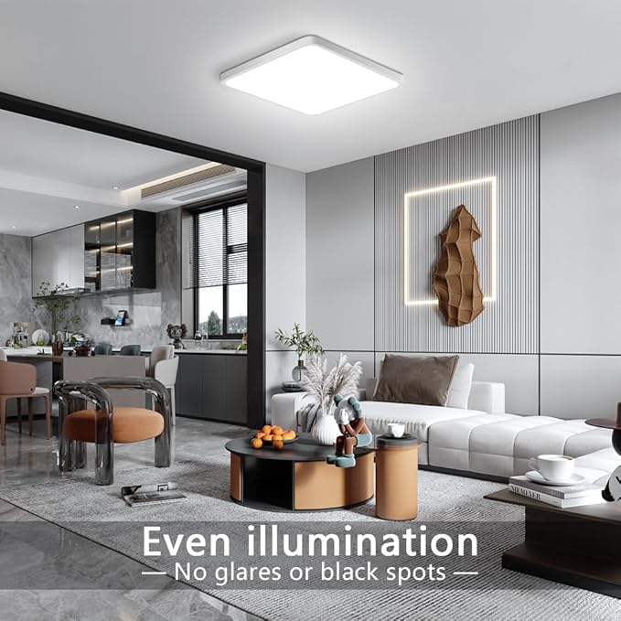 9Inch 18W Square LED Ceiling Light Fixtures Flush Mount, 5000K Daylight White LED Ceiling Lamp, Surface Mount Modern Ceiling Lights, Slim Flat Panel Lighting for Bedroom, Kitchen, Bathroom Etc.