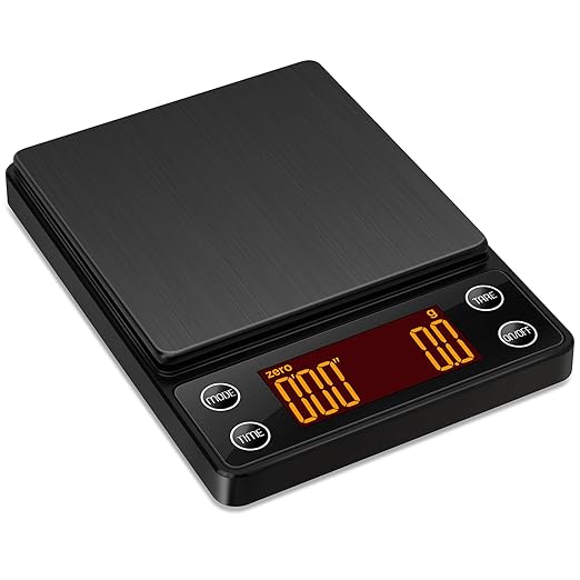Espresso Scale with Timer 3kg/0.1g Accuracy Coffee Bean Scale Digital Pour Over Coffee Scale Portable Rechargeable Auto Tare and Smart Water Flow Suitable for Coffee Lovers and Baristas (Black)
