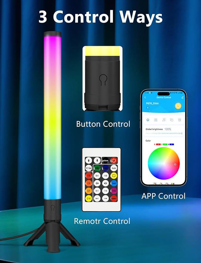 DAYBETTER 360° Smart LED Light Bars, RGB Light Bars with 16 Million Colors, Smart Gaming Lights with Music Sync and Scene Modes, 3 Modes Control, Mood Lighting, Gaming Light Bar for Room, TV, Monitor