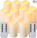 Flameless Candles with Remote & 2/4/6/8H Timers, Outdoor Indoor Waterproof Remote Candles Battery Operated, Electric Led Candles 12pcs for Home/Wedding Decor (D 2.2'' x H 4'' 5'' 6'' 7'')