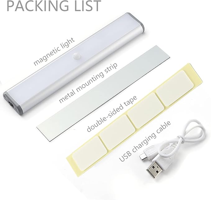 MOSTON Motion Sensor Closet Lights, 20 LED Cordless Under Cabinet Lighting with Built-in Rechargeable Battery, Stick-on Anywhere Magnetic Night Lamp for Cupboard Cabinet Kitchen Stairs