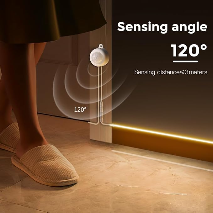 USB 5V COB LED Strip 6.56ft/2M Motion Sensor LED Under Cabinet Light 3000K Flexible LED Strip Lights for TV Backlight, Stair, Kitchen, Bedroom DIY Lighting (Warm White)