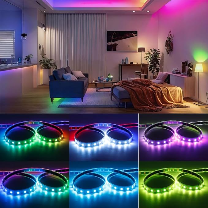 WS2812B IC RGB 5050SMD ECO Individual Addressable LED Strip Light, 16.4FT 300LED 60LED/m Flexible Full Color IP67 Waterproof DC5V Black PCB for DIY Project (No Power Adapter or Controller)
