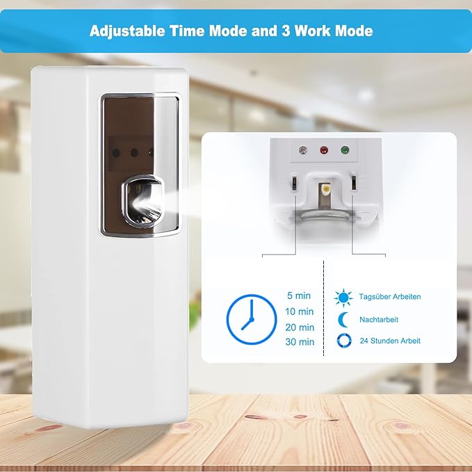 Automatic Air Freshener Dispenser Wall Mount/Free Standing Commercial ABS Auto Air Freshener Dispenser Programmable Aerosol Spray Perfume Dispenser for Home Room Office Bathroom
