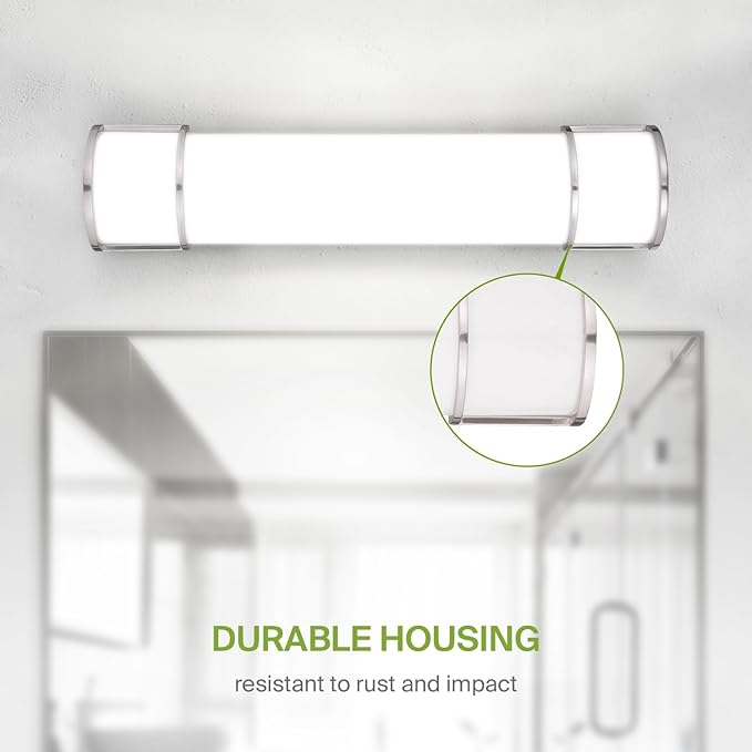 ASD LED 24" Vanity Flush Mount Light Fixture, Linear Bathroom Lighting Bar | 3CCT, Dimmable, Energy Star, ETL Listed | 25W 1950LM 3000-5000K 120V | Long Bath Wall Sconce Over Mirror | Nickel, 2 Pack