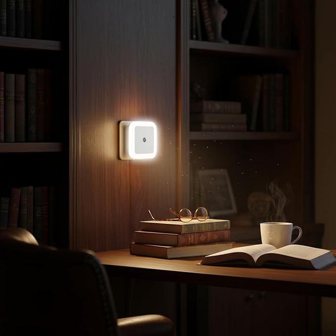 50 Pcs LED Night Lights White Smart Sensor Nightlights Accessories Wall Mounted Automatic Sensor Night Lamp for Hallway Stairs Kitchen Bedroom Toilet Bathroom