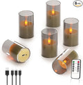 Rechargeable Small Tea Light Candles, Acrylic Votive Flameless Candles 1.7" x2.5"with Remote Control and Timer, Flickering Warm LED Light, Safe for Home, Parties, and Holidays (Set of 6, Gray)