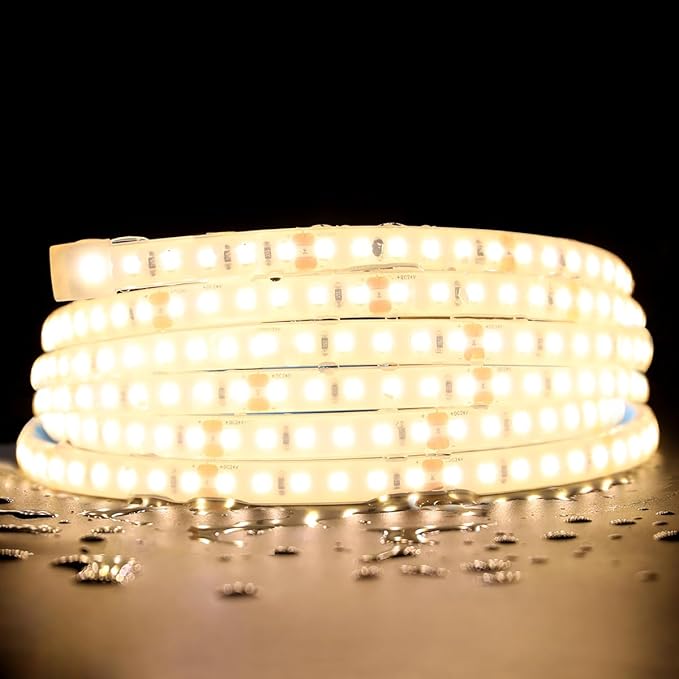 SuperlightingLED DC24V 3000K White LED Strip for Sauna Lighting, Flexible Long 5m 16.4ft 120 LEDs/m High-temperature Resistant IP68 Waterproof LED Strip Light for Steam Room (3000K Warm White)