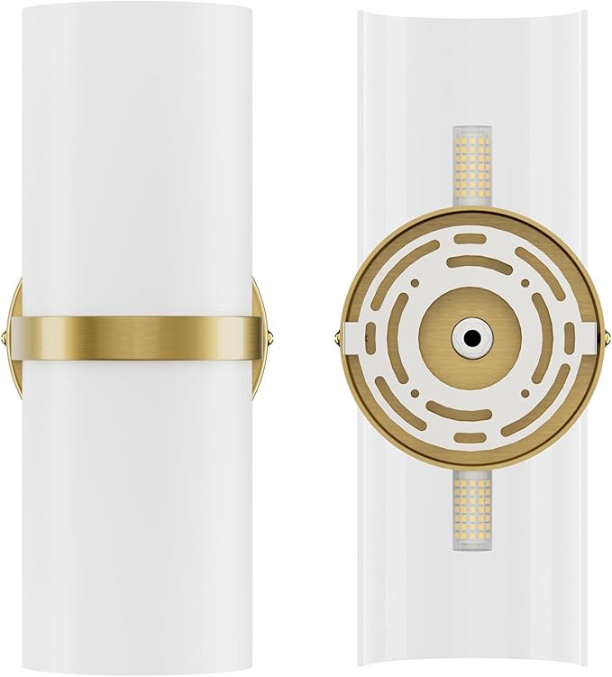 Gold LED Wall Sconce Set of 2 Indoor Hardwired for Living Room Bedroom Hallway Corridor Warm White 3000K (with G9 Bulbs)